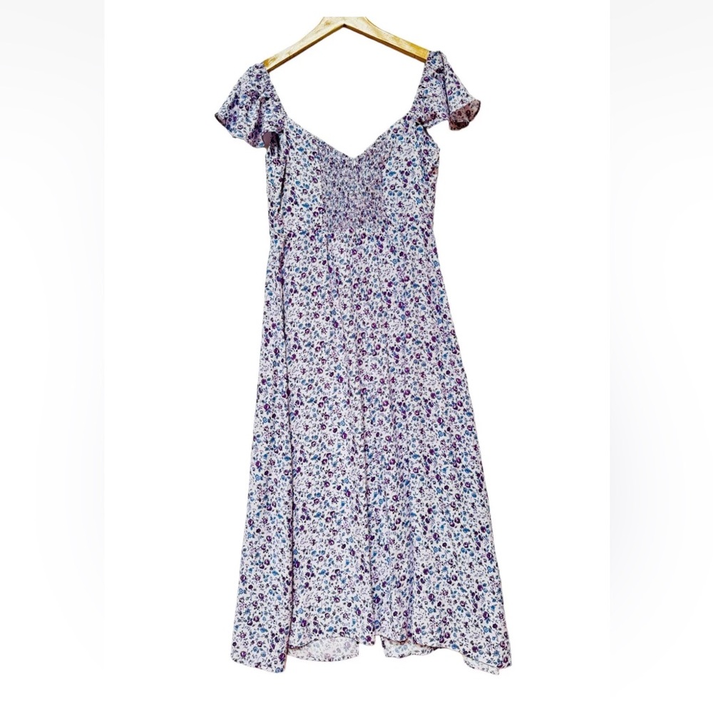Reformation Purple Floral Midi Dress View 6